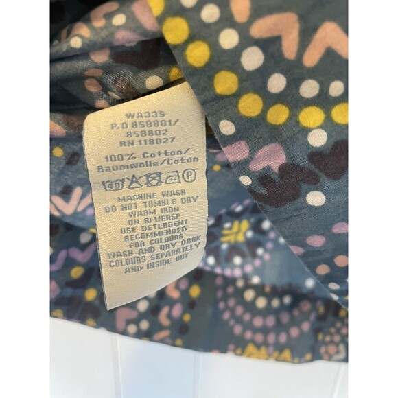 Boden 2/XS Sleeveless Tank/Blouse Blue V-Neck Cotton Boho Retro Artsy Faux-Wrap - Picture 4 of 6